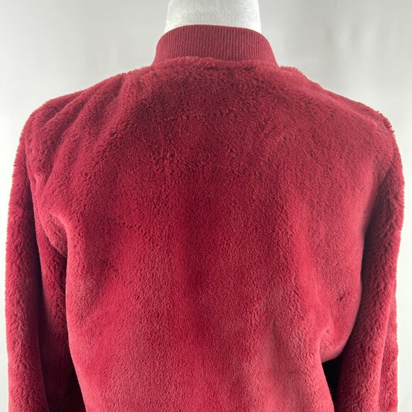 Chocolate USA Cozy Teddy Bomber Jacket faux fur Women's Medium - Picture 7 of 10